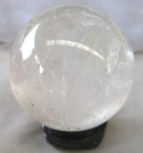 Natural clear crystal quartz healing sphere ball 65mm stand 064