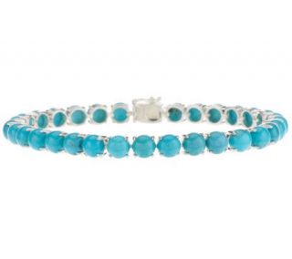 Round Turquoise Sterling 8 Tennis Bracelet —