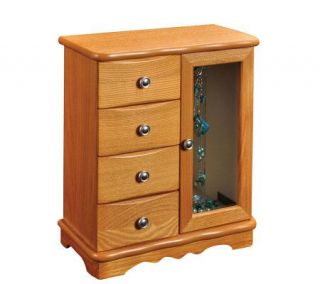 Mele & Co. Amber Oak Finish Upright Jewelry Box —