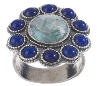 Or Paz Sterling Roman Glass and Lapis Ring —