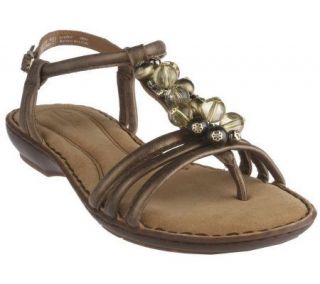 Clarks Leather T strap Bauble Embellished Sandals   A213996