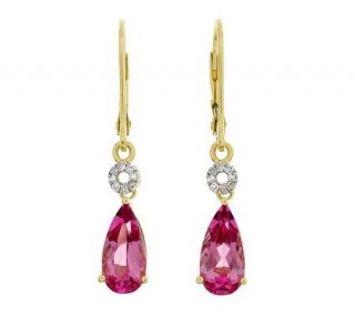 Pink Tourmaline Pear Shaped Earrings, 14K Gold —