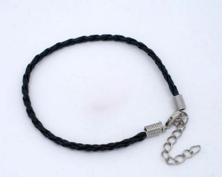 20 Pcs Black Plaited Braiding Bracelets Cords 20cm