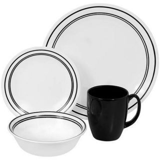 Black Corelle Plates Dinnerware 48 Pieces Set For 12 Mug Bowl Dinner