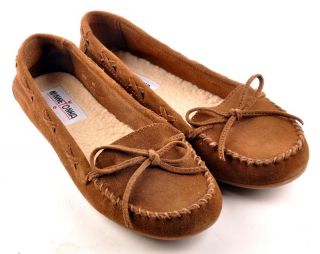 Minnetonka Corin Trapper Brown Suede Moccasin Shoes 10