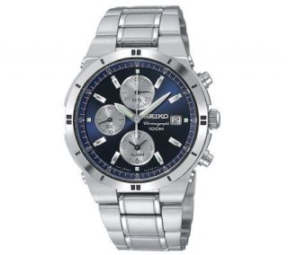 Seiko Stainless Steel Blue Dial Chronograph Watch   J107737