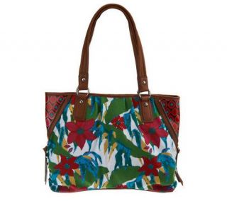 Tignanello Rain Forest Canvas Tote Bag with Zipper Details   A225070