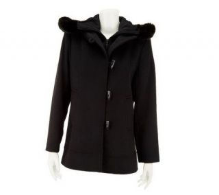George Simonton Toggle Coat with Faux Fur Trimmed Hood   A227598