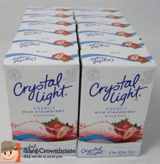   Crystal Light On The Go Energy WILD STRAWBERRY Drink Mix 120 packets