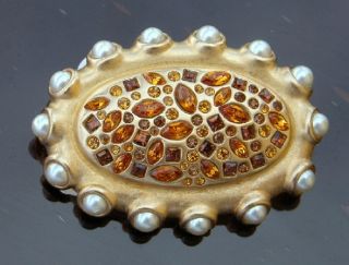 swarovski crystal faux pearl brooch swan mark