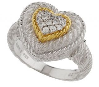 Judith Ripka Sterling & 14K Clad Diamonique Heart Ring —