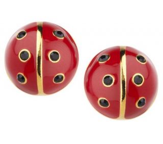 Joan Rivers Enameled Ladybug Button Earrings —