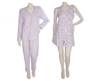 Carole Hochman Brushed Jersey Floral Print 4 piece Pajama Set