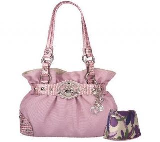 KathyVanZeeland Embossed Trim Belted Shopper with Cosmetic Case