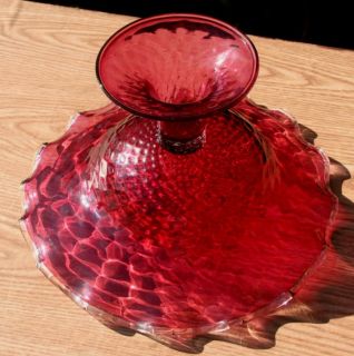 Beautiful Cranberry Glass Compote Old Center Piece Old