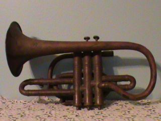 Antique Boston Musical Instrument Manufactury Cornet or Trumpet Pre