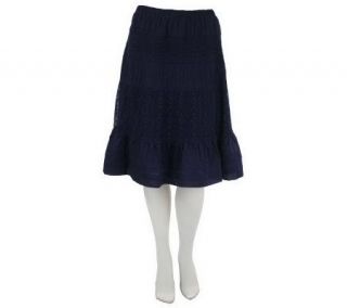 Isaac Mizrahi Live Pull On Skirt with Lace Detail —