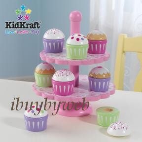 KidKraft 63156 Cupcake Stand Set Kids Kitchen Play Food
