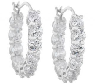 Epiphany Platinum Clad Diamonique 100 Facet Hoop Earrings —