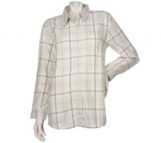 Denim & Co. Plaid Flannel Shirt with Chest Pocket —