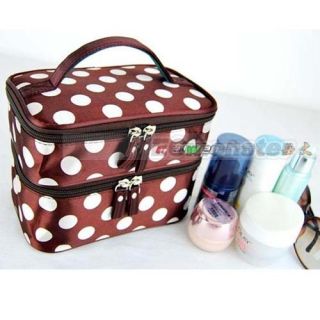 New Makeup Cosmetic Case Bag Double Layer Container Pack with Mirror