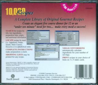 10000 Recipes from Cosmi Corp Gourmet Cookbook Plus for Windows 98 95
