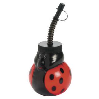 Set of 6 Plastic Ladybug Cups With Lids Straws Kids Party Favors
