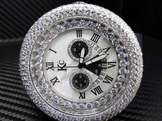  Diamond Watch Black Rubber Band Custom Bezel Case Chronograph