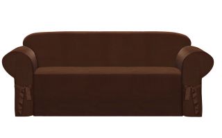  Fabric Quilted Solid Chocolate Brown Couch Sofa Cover Slipcover