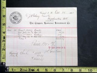 1901 Graphic Bill Letterhead Crippen Lawrence Investment Co Concord N