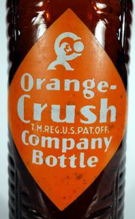 Orange Crush 1960’s ACL Krinkly Amber 10oz Diamond Soda Bottle