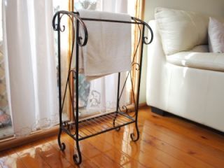 Wrought Iron French Vintage Bathroom Towel Rack Stand