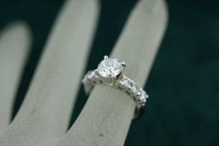 Platinum & 1.14ct F / SI1 GIA Cert Round Cut Diamond Engagement Ring 1