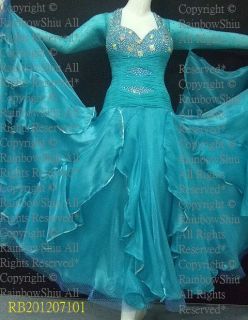 Crystal Lake Lycra Mesh Ballroom Waltz Tango Dance Dress