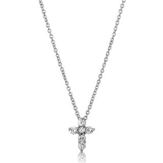 CZ Sterling Silver x Small Cross Pendant Necklace