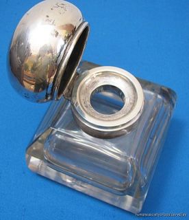  German Hermann Behrnd Sterling Silver Crystal Ink Well Desk Set