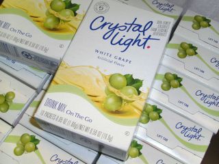 CRYSTAL LIGHT Drink Mix WHITE GRAPE 10 Packets Per Box On The Go