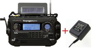 Kaito KA600 Solar Crank Weather Radio with AM FM + AC Adapter BLK