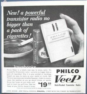 1958 Print Ad Philco VeeP Vest Pocket Transistor Radio