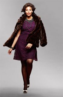Adrianna Papell Soutache Dress & Gallery Faux Fur Jacket