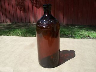 Vintage Dark Amber 16 oz. Glass Clorox Bottle Empty W/ Stopper Head