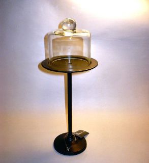 Cupcake Display Stand Black Iron Metal With Glass Cloche Dome