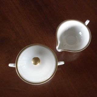 Sugar Bowl Creamer Set Ivory China Gold Trim Syracuse Regent Cream