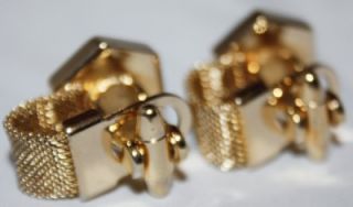 Vintage Gold Tone Diamante Chain Mesh Cufflinks Gift Wrap Around