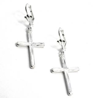 sterling silver filled 925 cross earrings religious leverback dangle