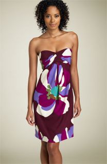 Nicole Miller Tropical Print Strapless Dress