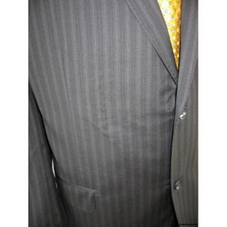 Daniel Hechter $595 Mens 48 R 48R Suit Paris Charcoal Pinstripe 2btn