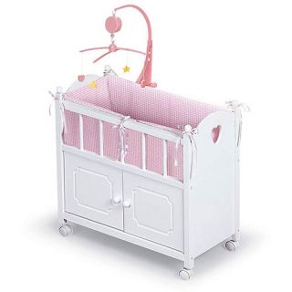 Childs Badger Basket Wood Baby Doll Crib Cabinet Mobile