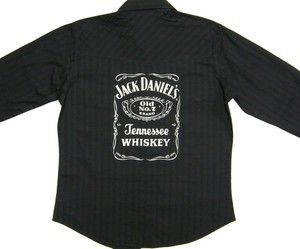 Jack Daniels Old No 7 Brand Screenprint Logo Western Snap Shirt *NWT