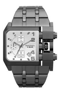 DIESEL® Large Square Gunmetal Bracelet Watch